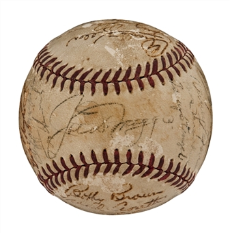 1949 World Champion New York Yankees Team Signed Baseball Incl DiMaggio and Berra (JSA)